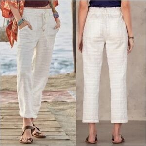 Sundance White Gauze Coastline Pant Size S Petite Pockets 100% Cotton Drawstring